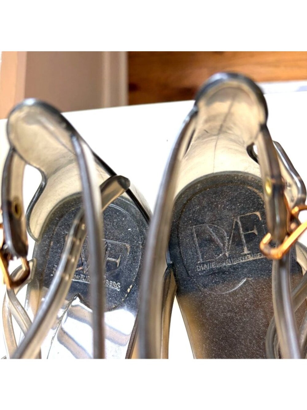 Diane Von Furstenberg DVF Jaya Love Knot Jelly Gladiator Sandal Gray Size 9M - Picture 10 of 10